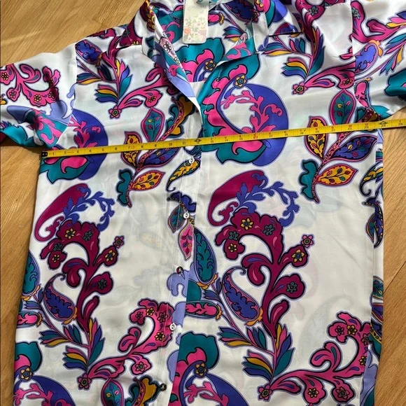 Johnny Was White Paisley Dress with Pink, Purple, Teal and Yellow - Picture 13 of 16